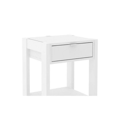Mesa de Cabeceira Solteiro AZ1016 c/ 1 Gaveta Branco/Nogal - Tecno Mobili
