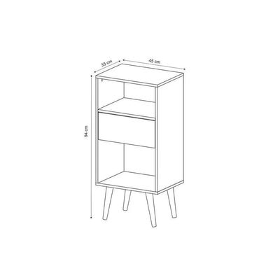 Mesa Lateral p/ Sala E1715 c/ 1 Gaveta e 2 Nichos Natural/Off White - Tecno Mobili