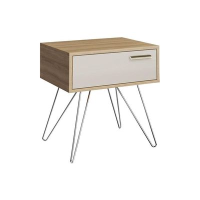 Mesa de Cabeceira Solteiro 881 c/ 1 Gaveta Noce/Off White - Carraro
