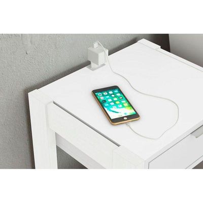 Mesa de Cabeceira Solteiro AZ1016 c/ 1 Gaveta Branco/Nogal - Tecno Mobili
