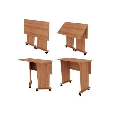 Mesa Multiuso Casal Dobrável ME4117 c/ Rodízios Amêndoa - Tecno Mobili