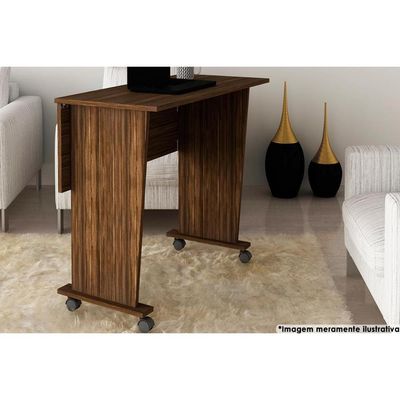 Mesa Multiuso Casal Dobrável ME4117 c/ Rodízios Nogal - Tecno Mobili