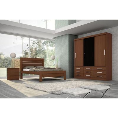Mesa Cabeceira Veronna c/ 3 Gavetas Branco/Neve - Tcil Móveis