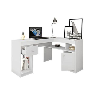 Mesa Escrivaninha Juvenil Nilo c/ 1 Porta e 1 Gaveta Branco - Caemmun
