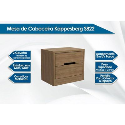 Mesa Cabeceira S822 c/ 2 Gavetas Freijó - Kappesberg