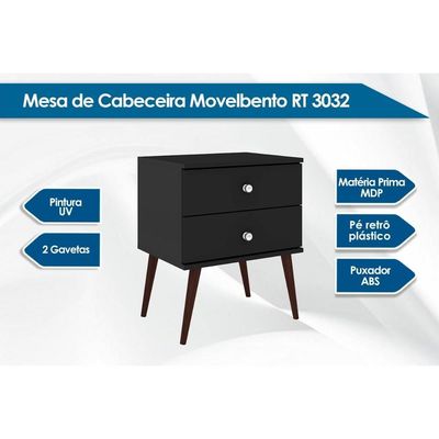 Mesa Cabeceira RT 3032 c/ 2 Gavetas Oliva - Movelbento