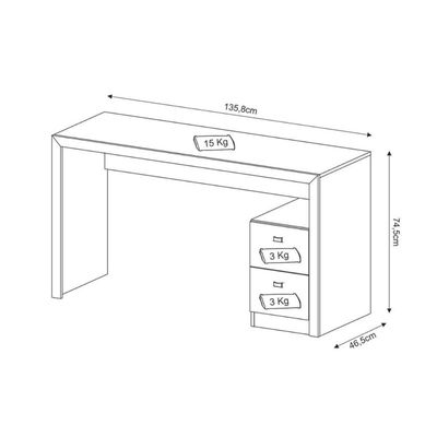 Mesa Escrivaninha Juvenil ME4130 c/ 2 Gavetas Nogal - Tecno Mobili