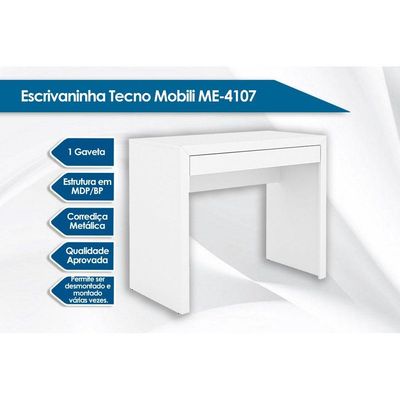 Mesa Escrivaninha Juvenil ME4107 c/ 1 Gaveta Nogal - Tecno Mobili