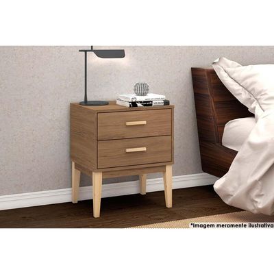 Mesa Cabeceira LE 6007 c/ 2 Gavetas Freijo - Movelbento