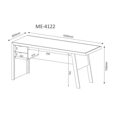 Mesa Escrivaninha Juvenil ME4122 c/ 2 Gavetas Nogal/FendiOff - Tecno Mobili