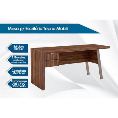 Mesa Escrivaninha Juvenil ME4122 c/ 2 Gavetas Nogal/FendiOff - Tecno Mobili