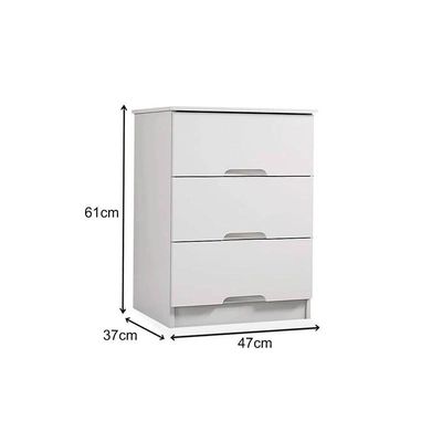 Mesa Cabeceira Londres c/ 3 Gavetas Branco - Europa