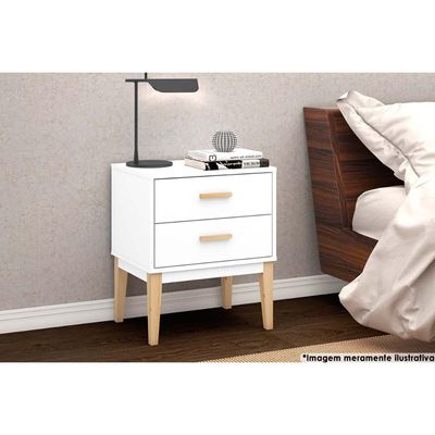 Mesa Cabeceira LE 6007 c/ 2 Gavetas Branco - Movelbento