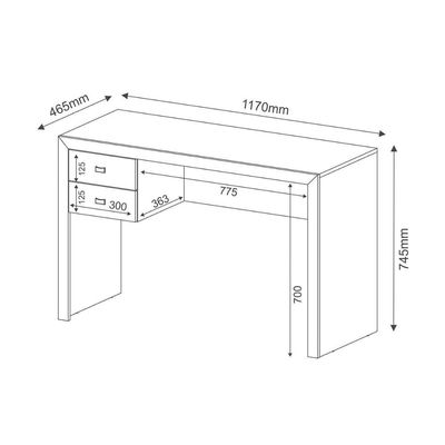 Mesa Escrivaninha Juvenil ME-4123 c/ 2 Gavetas Amêndoa - Tecno Mobili