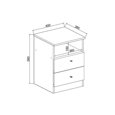 Mesa Cabeceira Irlanda c/ 2 Gavetas Branco - Genialflex