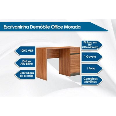 Mesa Escrivaninha Casal Office Morada c/ 1 Porta e 1 Gaveta Branco - Demóbile