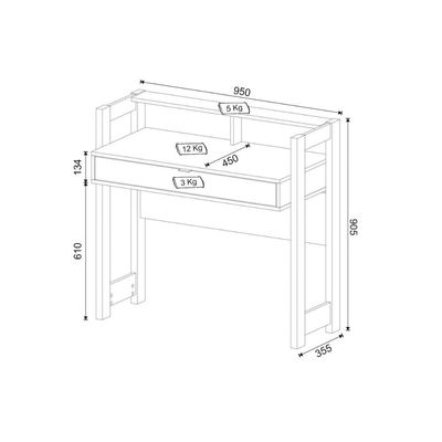 Mesa Escrivaninha Juvenil AZ1007 c/ 1 Gaveta Branco/Nogal - Tecno Mobili