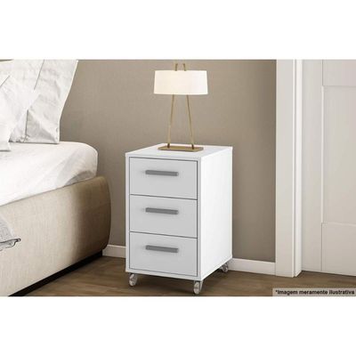 Mesa Cabeceira Infantil MSM 450 c/ 3 Gavetas Branco - Movelbento