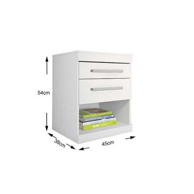 Mesa Cabeceira Havana c/2 Gavetas Branco - Santos Andirá