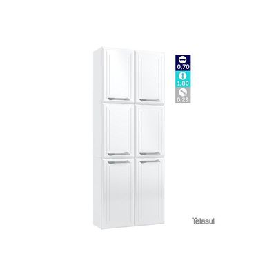 Paneleiro de Cozinha Topázio c/ 6 Portas 70cm Branco - Telasul