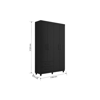 Guarda Roupa Solteiro 4 Portas e 2 Gavetas Canadá Branco - Conquista
