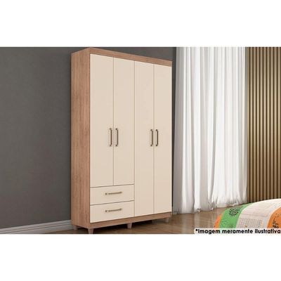 Guarda Roupa Solteiro 4 Portas e 2 Gavetas Canadá Branco - Conquista