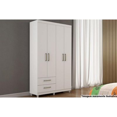 Guarda Roupa Solteiro 4 Portas e 2 Gavetas Canadá Branco - Conquista