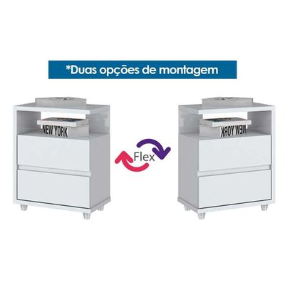 Mesa Cabeceira Infantil Campeche c/ 2 Gavetas Off White - Henn
