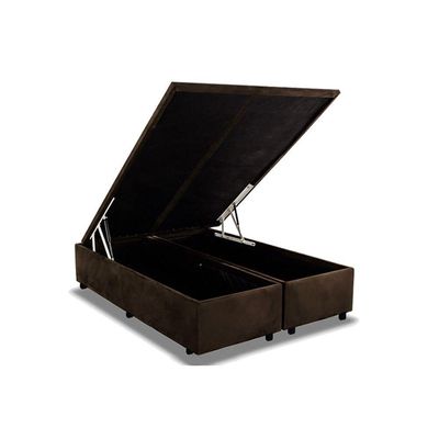 Cama Box Baú Universal King Suede Brown (193x203x35) - Costa Rica