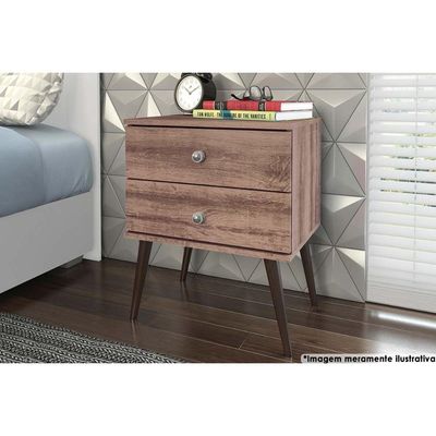 Mesa Cabeceira Casal RT 3032 c/ 2 Gavetas Rustico - Movelbento