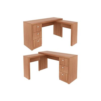 Mesa de Escritório ME4101 c/ 3 Gavetas Nogal - Tecno Mobili