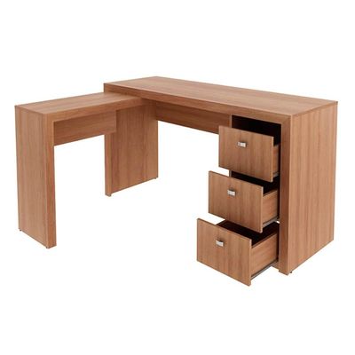 Mesa de Escritório ME4101 c/ 3 Gavetas Nogal - Tecno Mobili