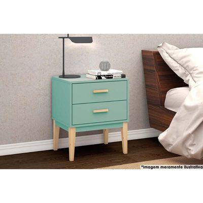 Mesa Cabeceira Casal LE 6007 c/ 2 Gavetas Oliva - Movelbento