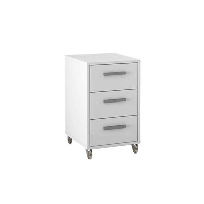 Mesa Cabeceira Casal MSM 450 c/ 3 Gavetas Branco - Movelbento