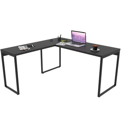 Kit Mesa Para Escritório Em L Com 2 Estantes Preto