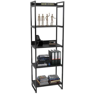 Kit Mesa Para Escritório Em L Com 2 Estantes Preto