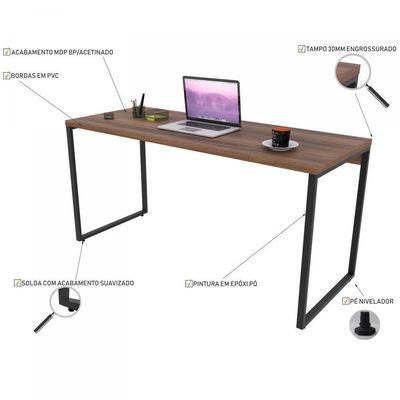 Kit Mesa Para Escritório Com Estante 150 Cm Nogal