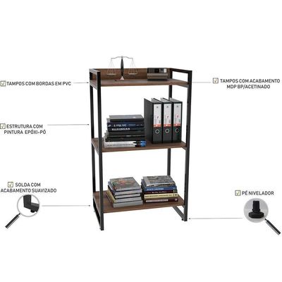 Kit Mesa Para Escritório Com Estante 150 Cm Nogal