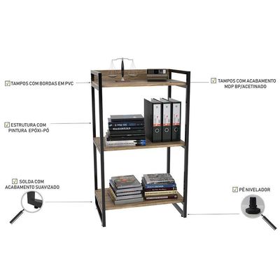 Kit Mesa Para Escritório Com Estante 150 Cm Carvalho