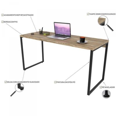 Kit Mesa Para Escritório Com Estante 150 Cm Carvalho