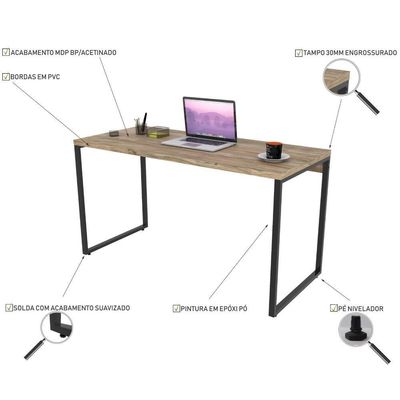 Kit Mesa Para Escritório Com Estante 135 Cm Carvalho