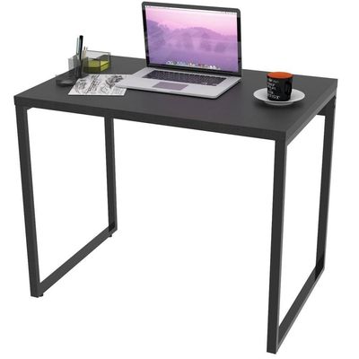Kit Mesa Para Escritório Com Estante 90 Cm Preto Onix