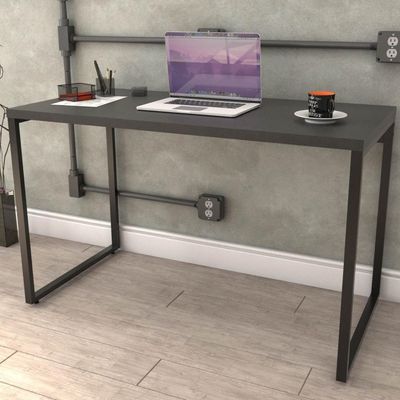Kit Mesa Para Escritório Com Estante 120 Cm Preto Onix