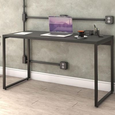 Kit Mesa Para Escritório Com Estante 135 Cm Preto Onix