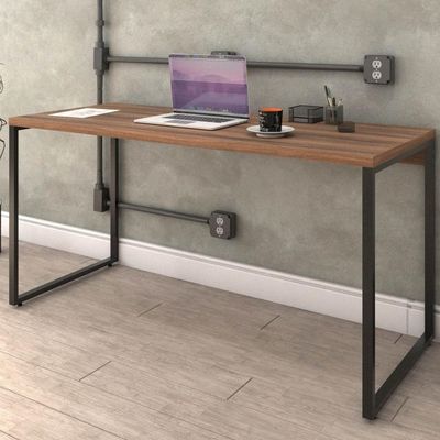 Kit Mesa Para Escritório Com Estante 150 Cm Nogal
