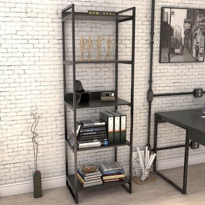 Kit Mesa Para Escritório Em L Com 2 Estantes Preto