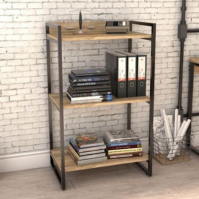 Kit Mesa Para Escritório Com Estante 135 Cm Carvalho