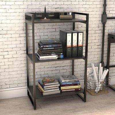 Kit Mesa Para Escritório Com Estante 90 Cm Preto Onix