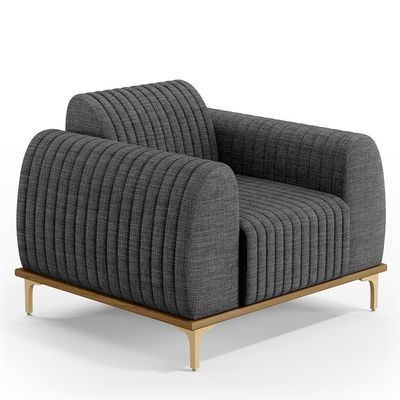 Kit Sofá 3 Lugares 180Cm Com 2 Poltronas Cinza Escuro C-416