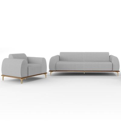 Kit Sofá 3 Lugares 210Cm E Poltrona Molino Cinza D-315